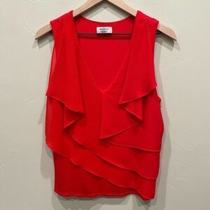 Bailey 44 Ruffled Layered Sleeveless Red Top - Size: Large